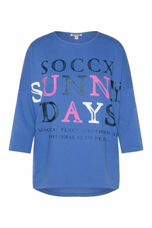 Soccx Leichtes Sweatshirt Mit Logo Print Pool Blue