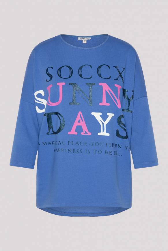 Soccx Leichtes Sweatshirt mit Logo Print pool blue