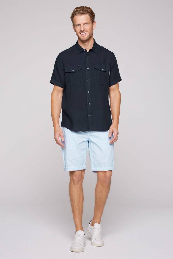 Soccx Leinenhemd Mit Klappentaschen Blue Navy