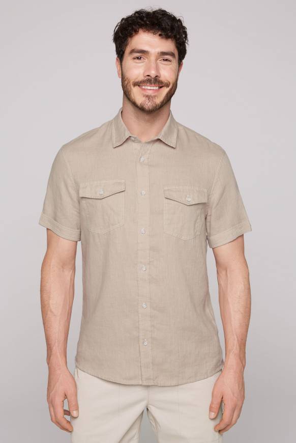 Soccx Leinenhemd mit Klappentaschen cappuccino S