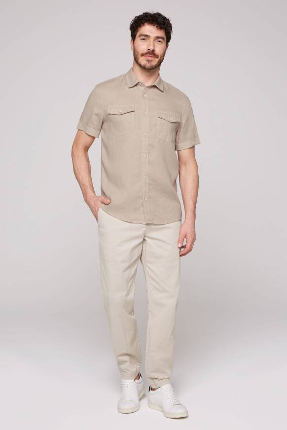 Soccx Leinenhemd Mit Klappentaschen Cappuccino S