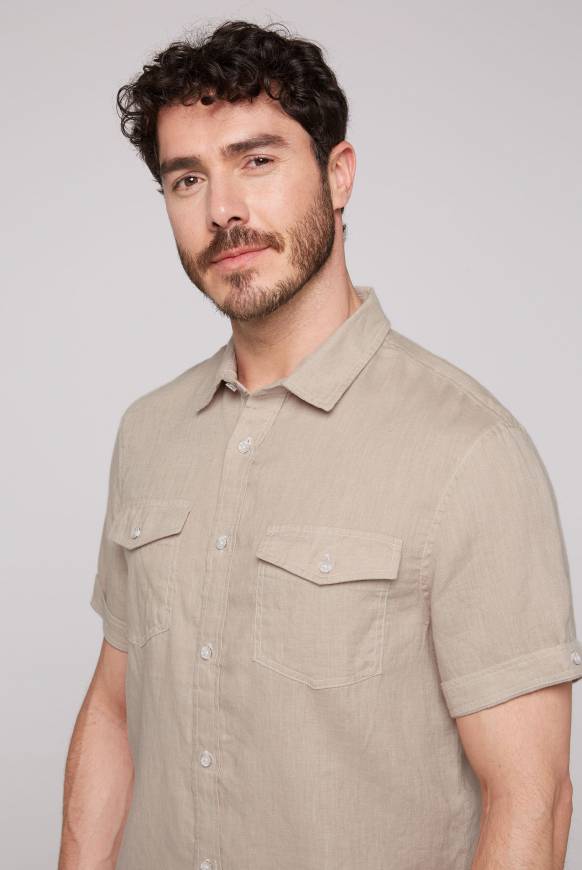 Soccx Leinenhemd Mit Klappentaschen Cappuccino S