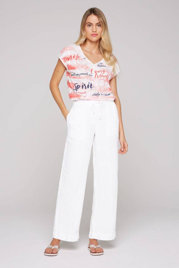 Soccx Leinenhose Mit Weitem Bein Opticwhite