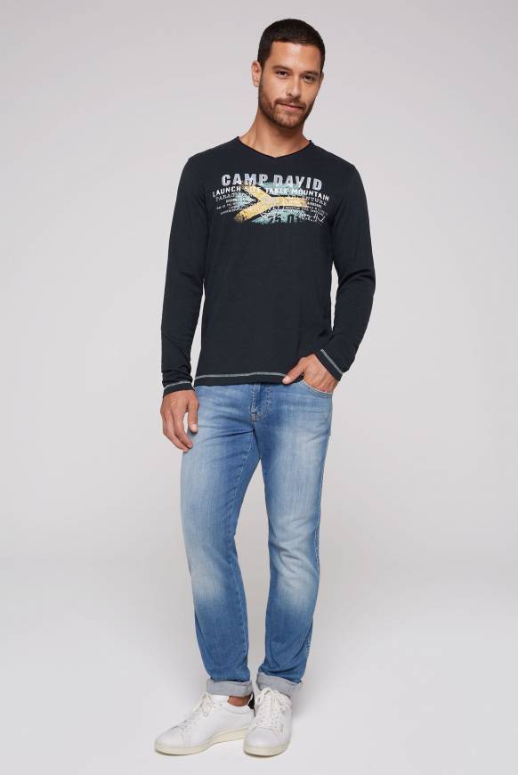 Soccx Longsleeve Mit Flockprint Blue Navy