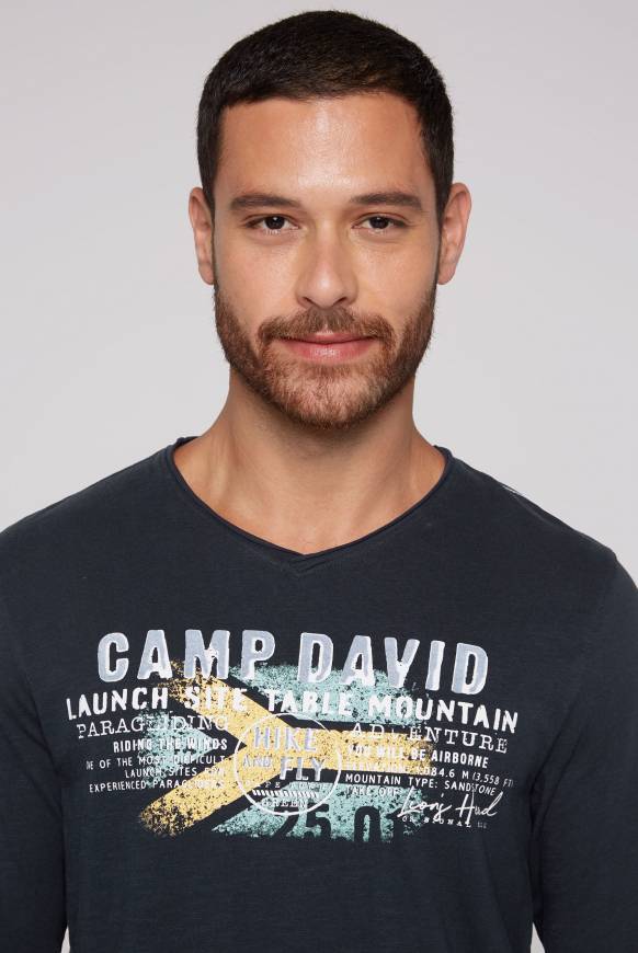 Soccx Longsleeve Mit Flockprint Blue Navy