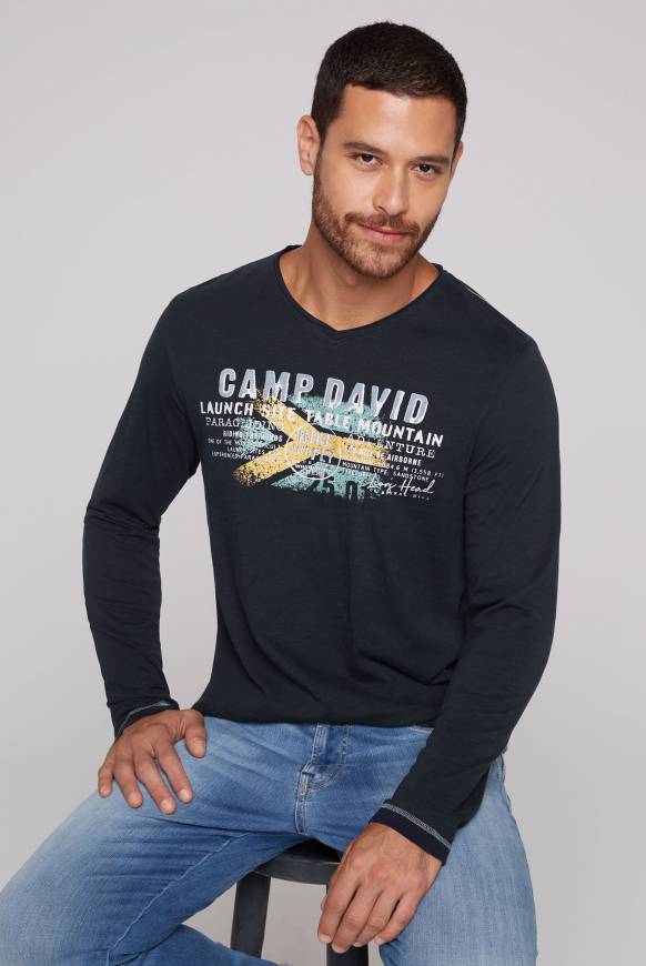 Soccx Longsleeve mit Flockprint blue navy