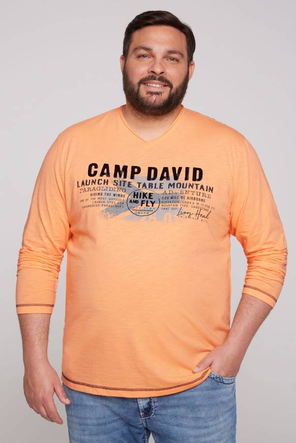 Soccx Longsleeve mit Flockprint sunrise orange