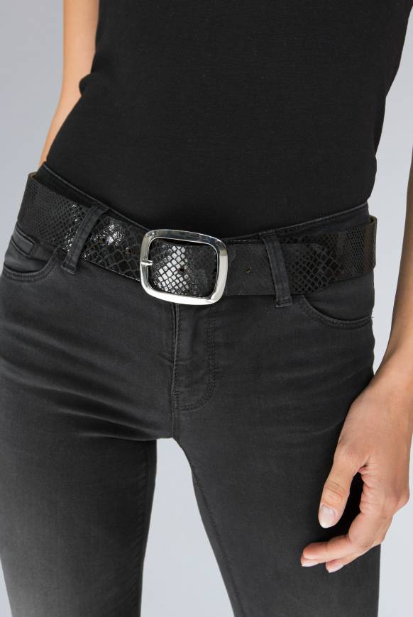 Soccx Metallic-Gürtel Mit Snake-Muster Black