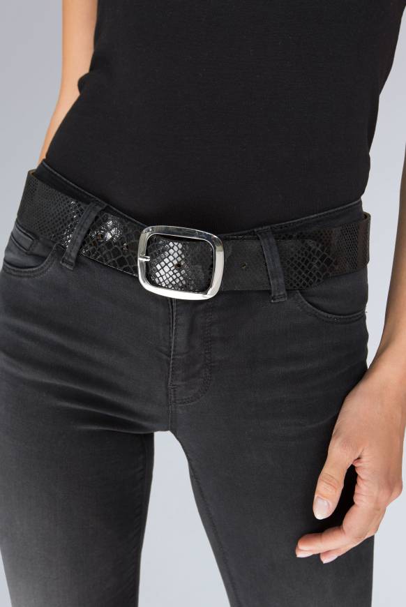 Soccx Metallic-Gürtel mit Snake-Muster black