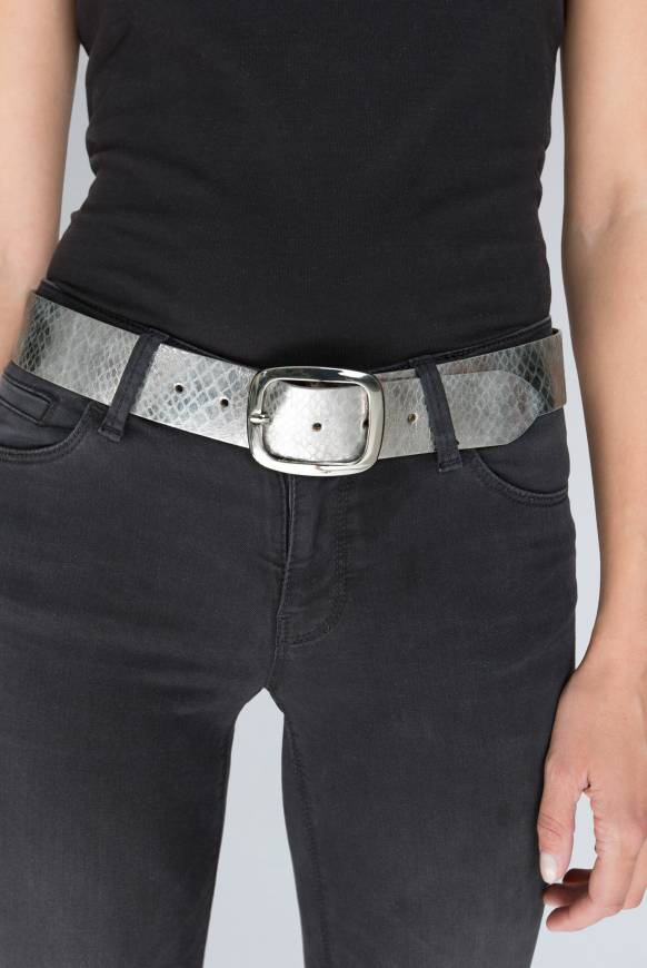 Soccx Metallic-Gürtel Mit Snake-Muster Silver