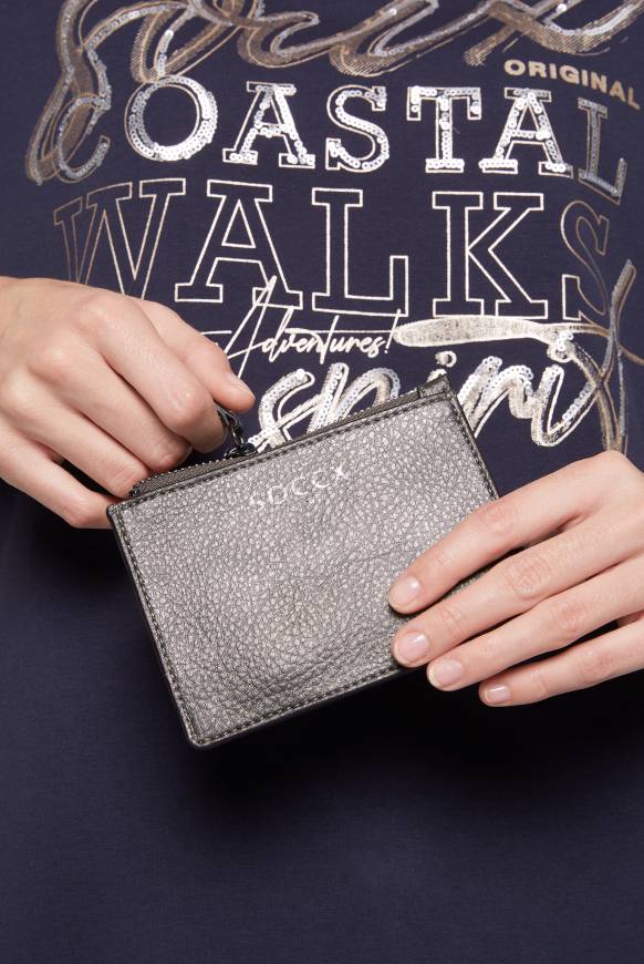 Soccx Mini-Geldbörse Mit Zipper Dark Silver
