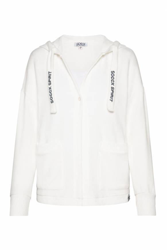 Soccx Offener Kurz-Cardigan Mit Kapuze Ivory