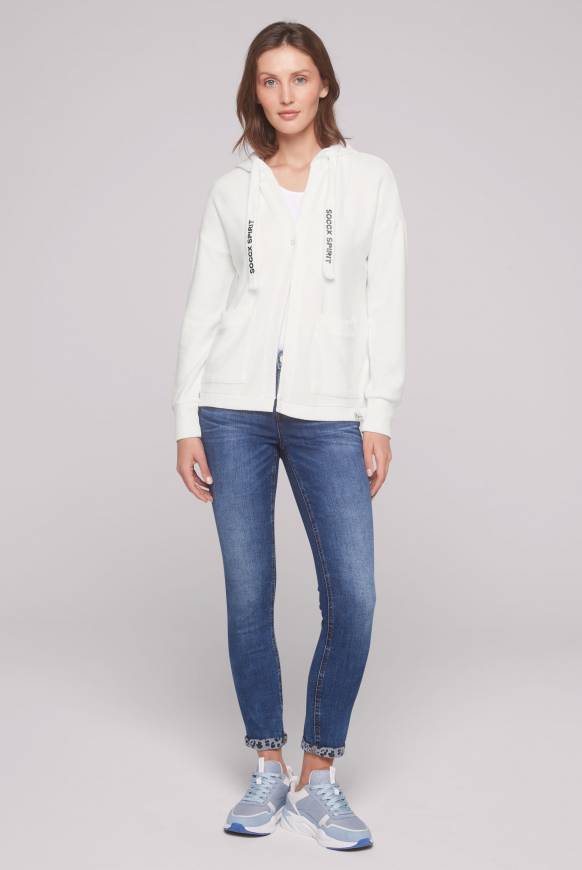 Soccx Offener Kurz-Cardigan Mit Kapuze Ivory