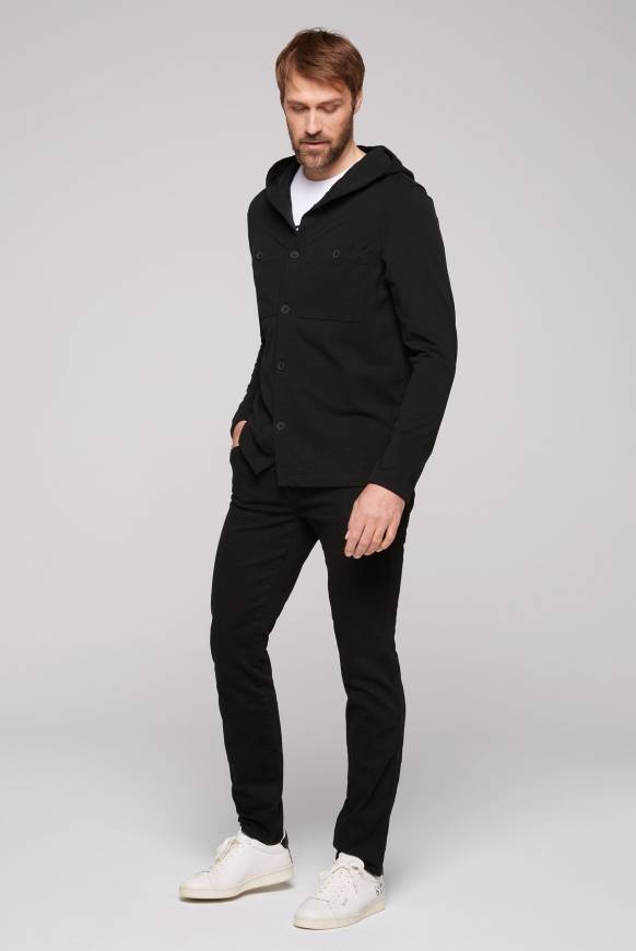 Soccx Overshirt Mit Kapuze Und Brusttaschen Black