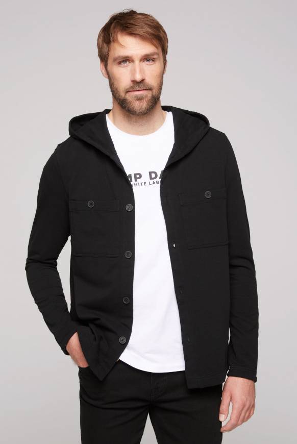 Soccx Overshirt mit Kapuze und Brusttaschen black