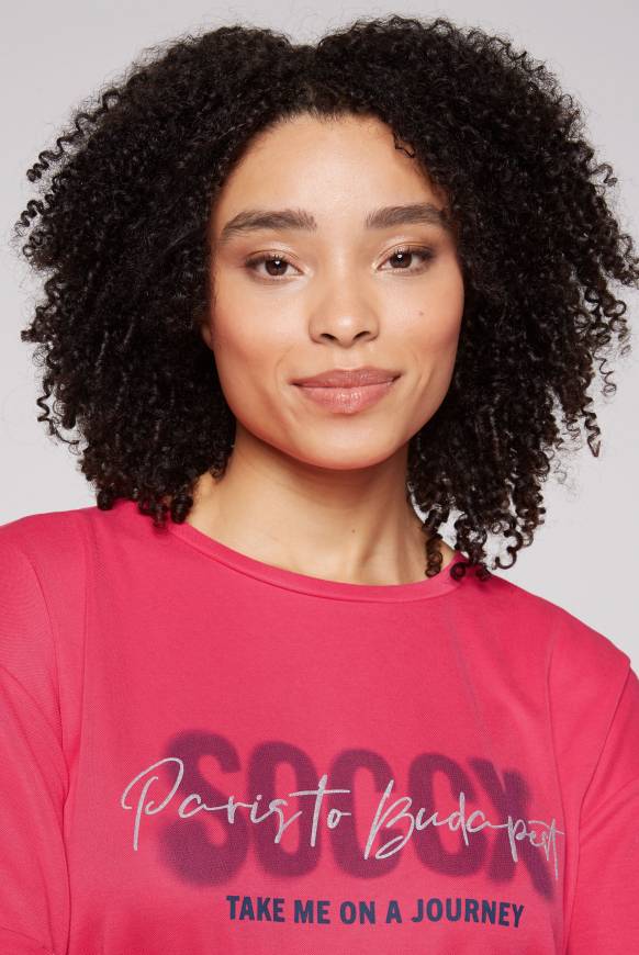 Soccx Oversized T-Shirt Mit Logo Artwork Pinky Red