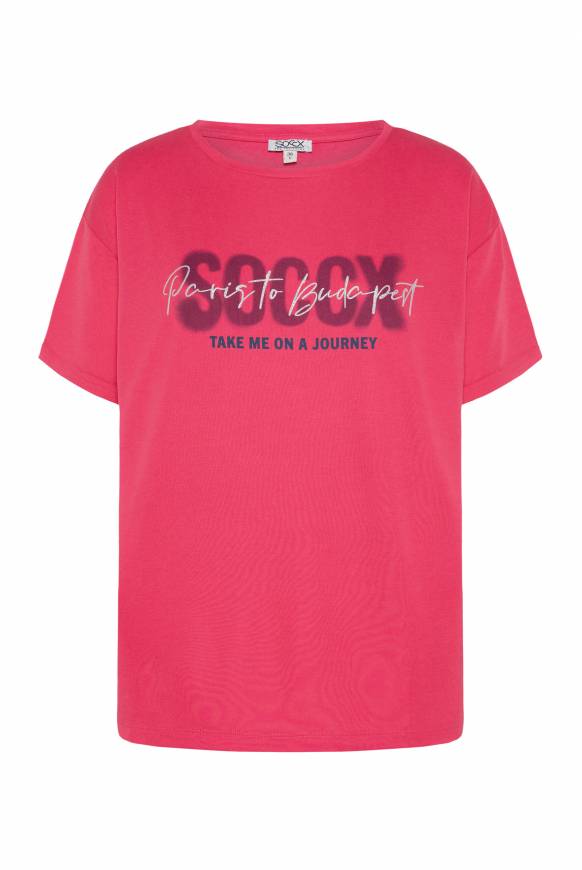 Soccx Oversized T-Shirt Mit Logo Artwork Pinky Red