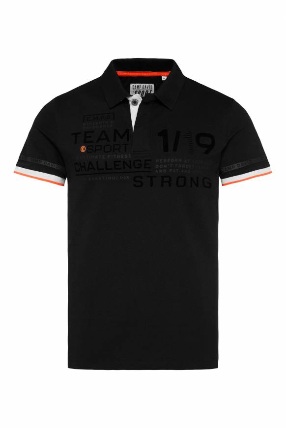 Soccx Pikee-Polo Mit Flockprint Black