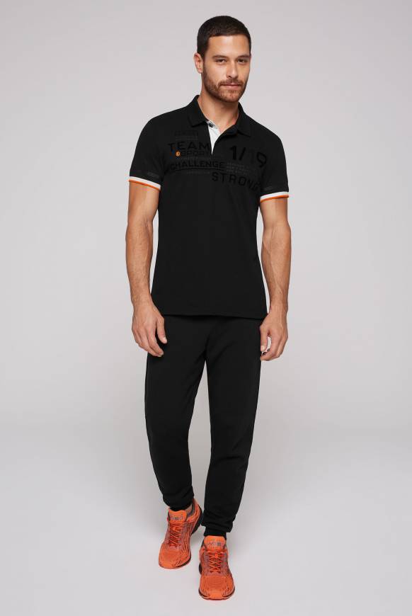 Soccx Pikee-Polo Mit Flockprint Black