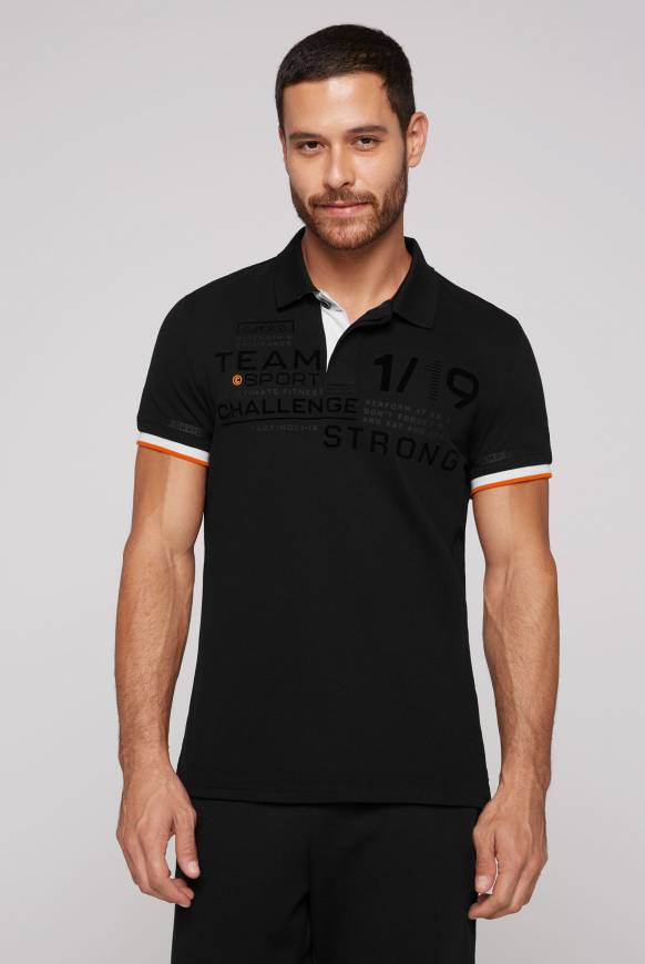 Soccx Pikee-Polo Mit Flockprint Black