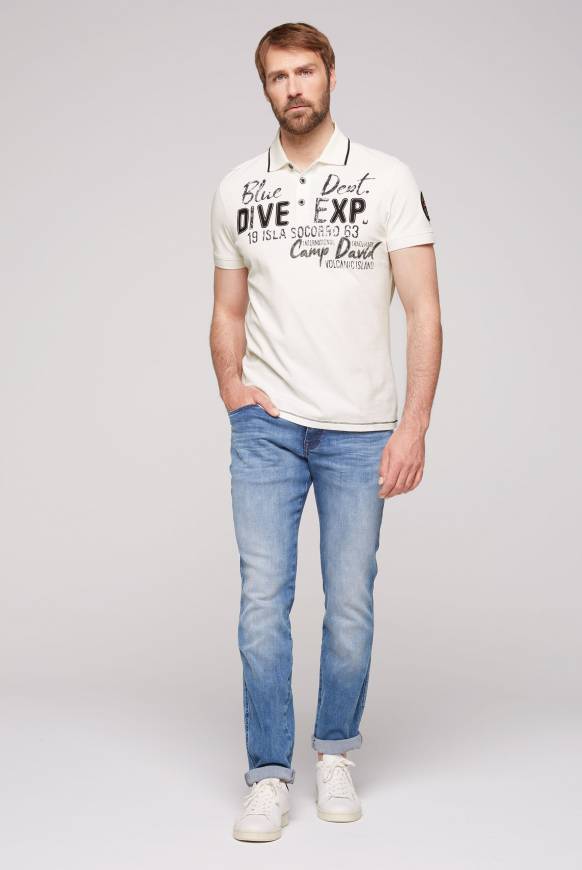 Soccx Pikee-Polo Mit Label-Applikationen Ivory