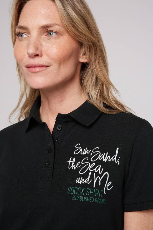 Soccx Pikee-Polo Mit Rücken-Artwork Black