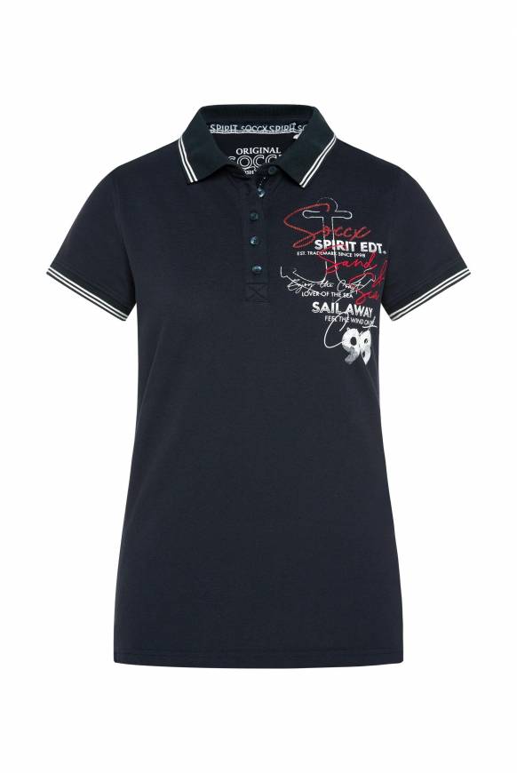Soccx Pikee-Polo Mit Rücken-Artwork Blue Navy