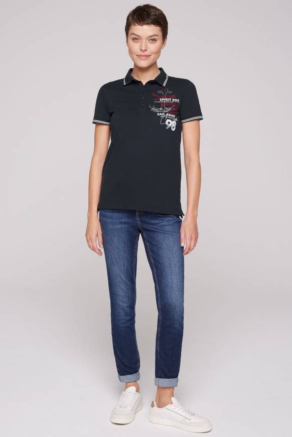 Soccx Pikee-Polo Mit Rücken-Artwork Blue Navy