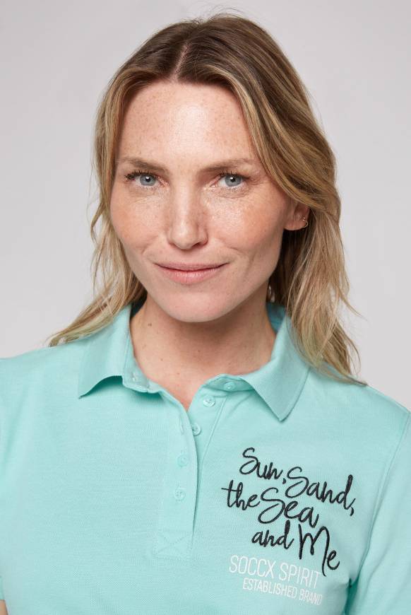 Soccx Pikee-Polo Mit Rücken-Artwork Flash Aqua