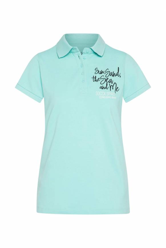 Soccx Pikee-Polo Mit Rücken-Artwork Flash Aqua