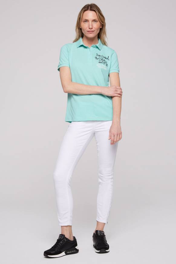 Soccx Pikee-Polo Mit Rücken-Artwork Flash Aqua