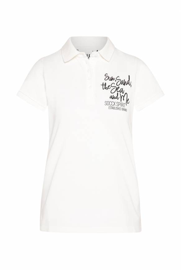 Soccx Pikee-Polo Mit Rücken-Artwork Ivory