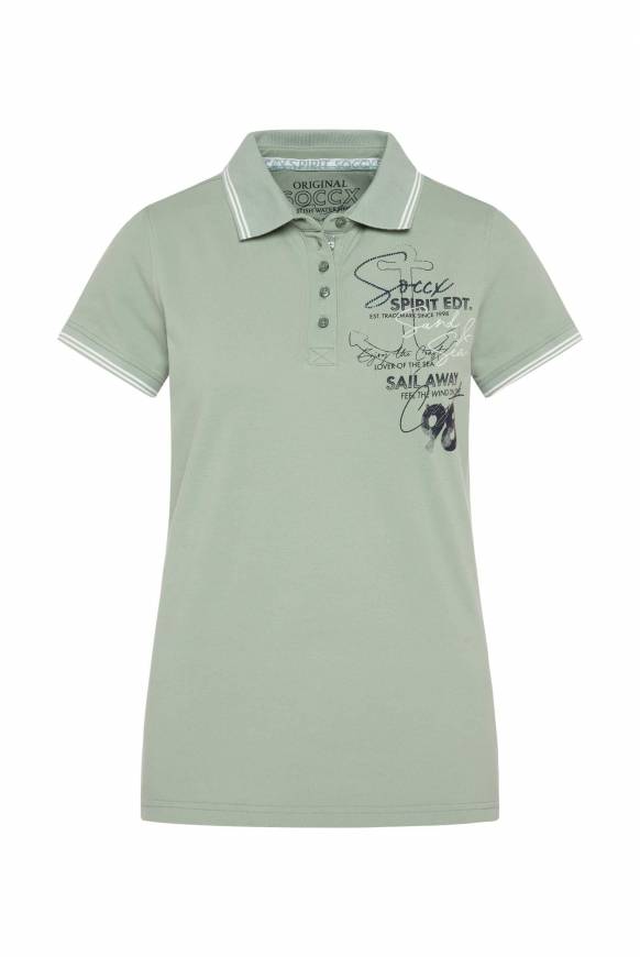 Soccx Pikee-Polo Mit Rücken-Artwork Muted Aqua