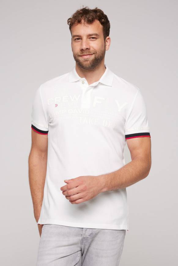 Soccx Pikee-Polo mit tonigem Rubber Artwork white