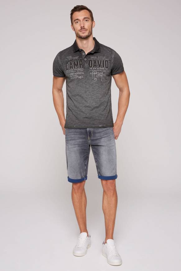 Soccx Polo Oil Dyed Mit Label-Applikationen Black