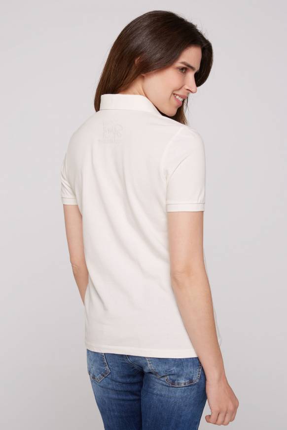 Soccx Poloshirt Aus Pikee Mit Glitter Print Ivory