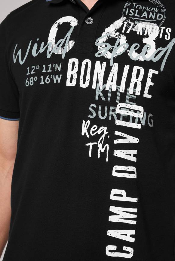 Soccx Poloshirt Aus Pikee Mit Print Artwork Black