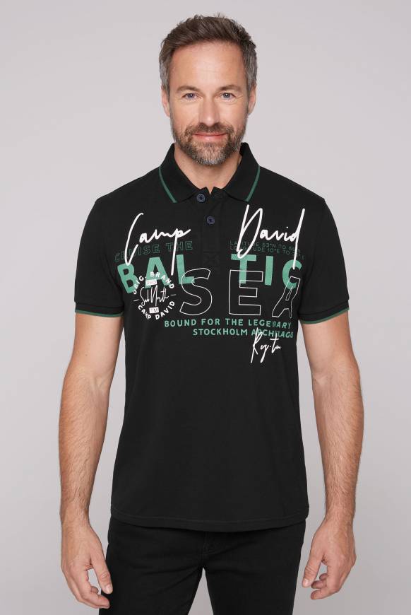 Soccx Poloshirt aus Pikee mit Rubber Print black