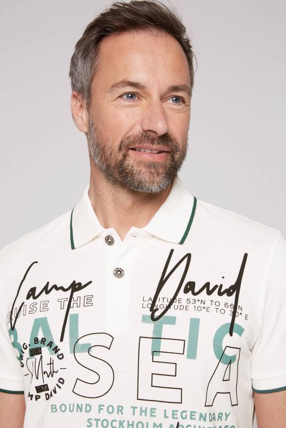 Soccx Poloshirt Aus Pikee Mit Rubber Print Ivory