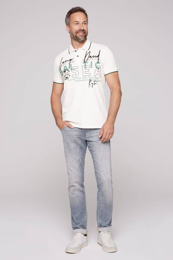 Soccx Poloshirt Aus Pikee Mit Rubber Print Ivory