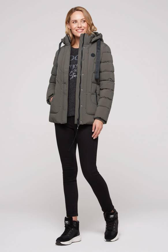 Soccx Puffer-Jacke Mit Abtrennbarer Kapuze Olive