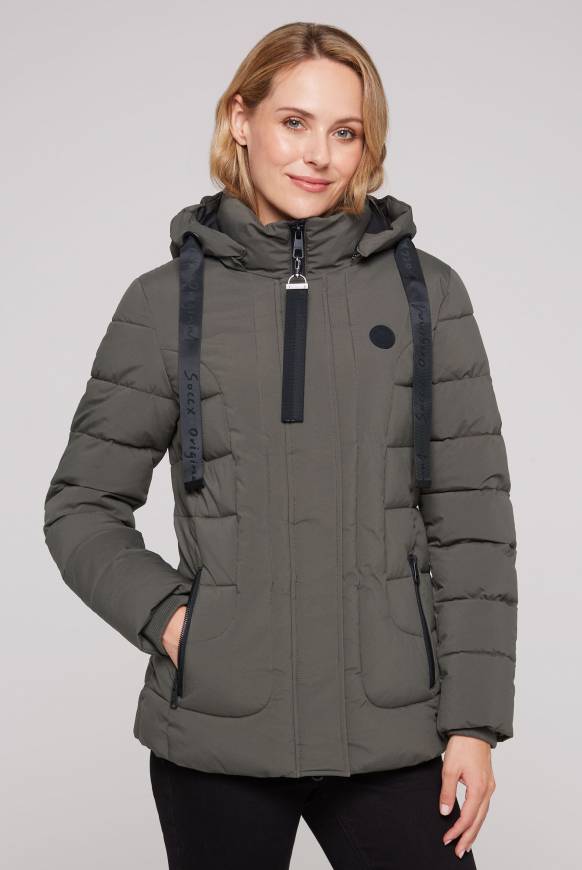 Soccx Puffer-Jacke mit abtrennbarer Kapuze olive