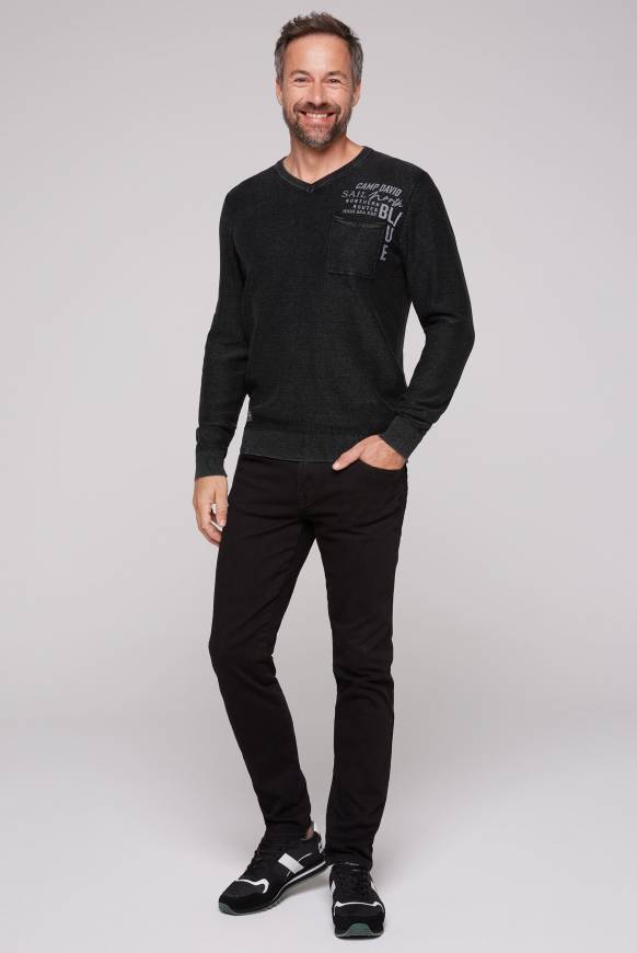 Soccx Pullover Linksstrick Mit Used Look Black