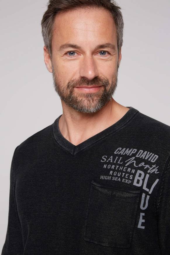 Soccx Pullover Linksstrick Mit Used Look Black