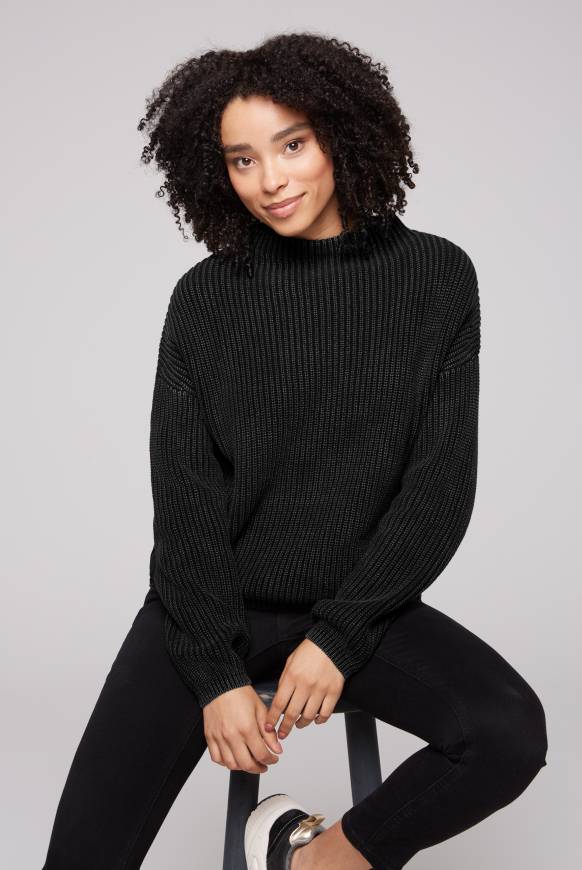 Soccx Rippstrickpullover Stone Washed Black