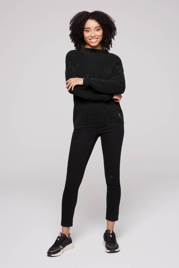 Soccx Rippstrickpullover Stone Washed Black