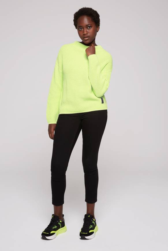 Soccx Rippstrickpullover Stone Washed Yellow Lime