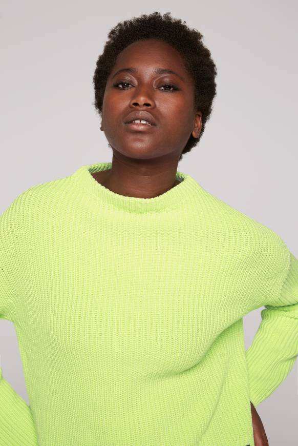 Soccx Rippstrickpullover Stone Washed Yellow Lime