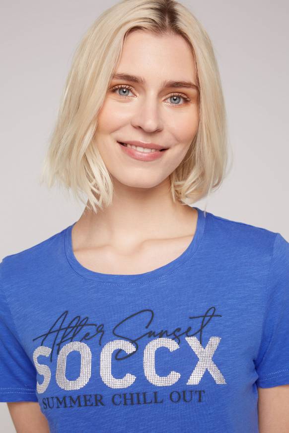 Soccx Rundhalsshirt Mit Logo Print Heaven Blue