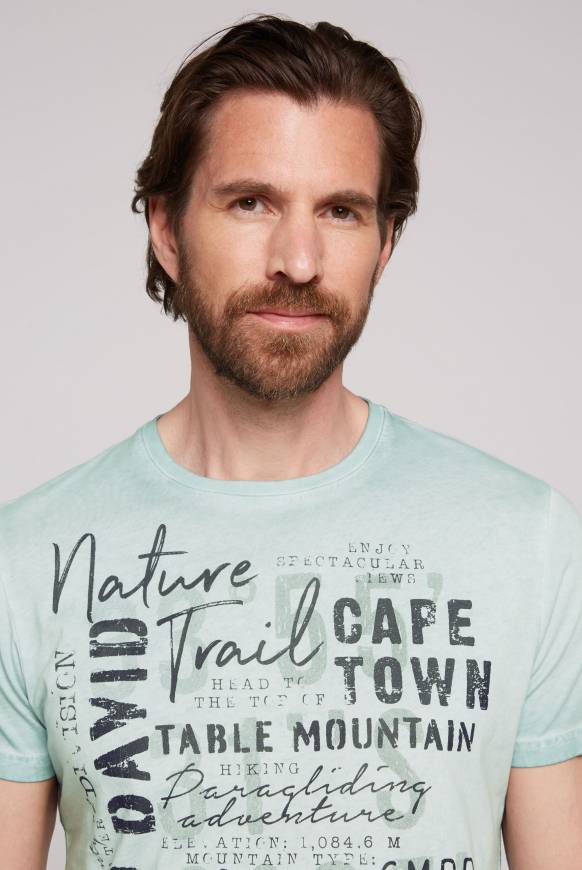 Soccx Rundhalsshirt Oil Dyed Mit Label Print Teal